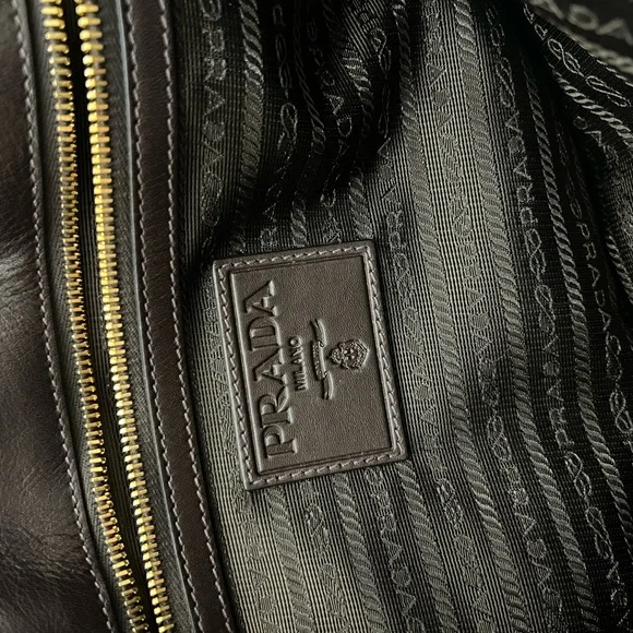 Prada Gray Laptop Bag with Black Accents